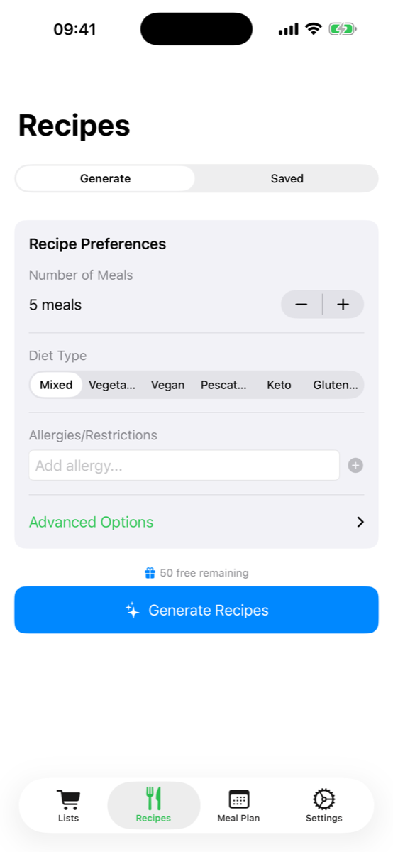 Recipe generation
